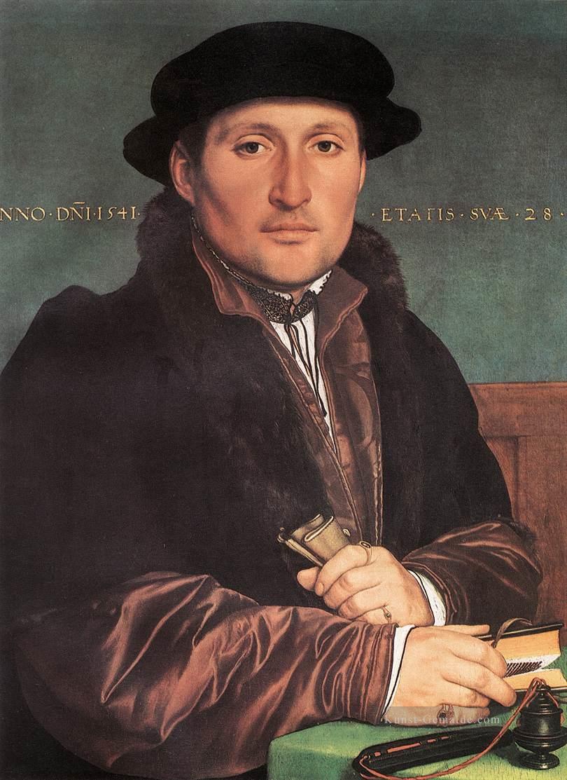 unbekannten jungen Mann  der an seinem Schreibtisch Renaissance Hans Holbein der Jüngere Ölgemälde